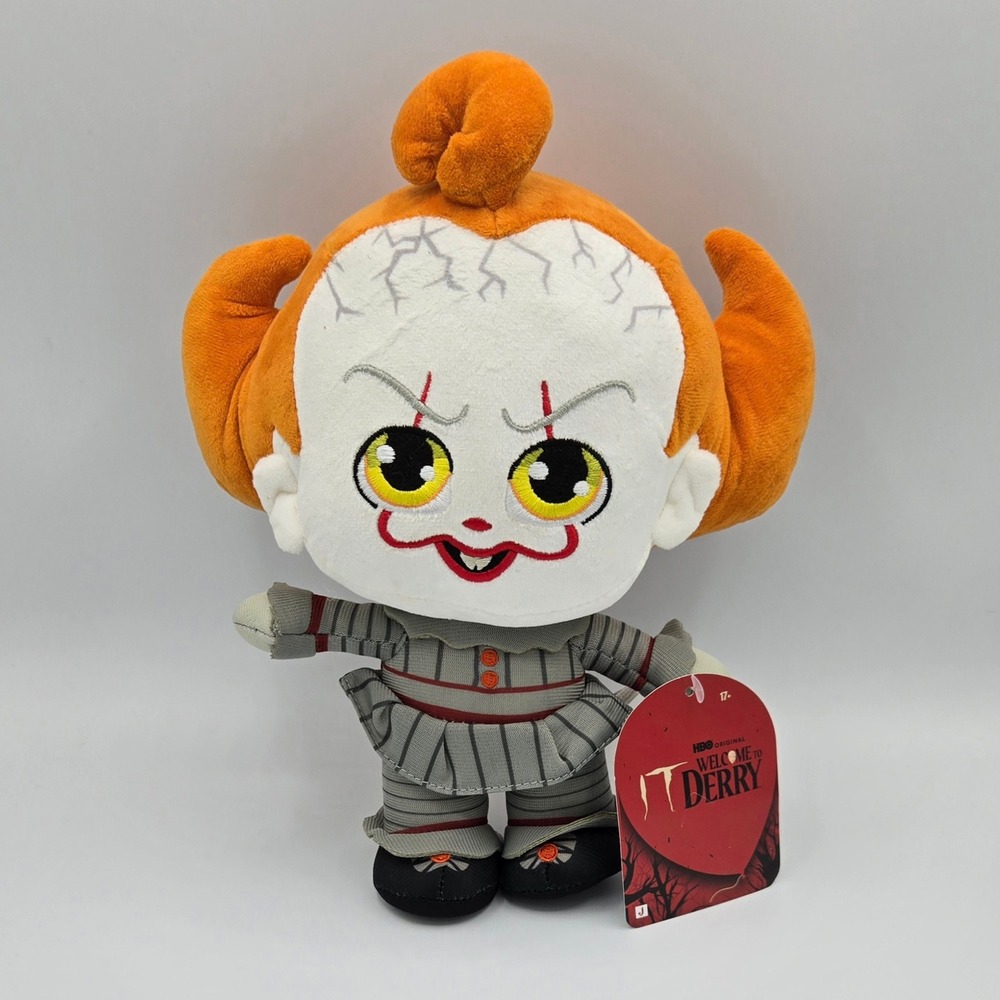 IT Pennywise Welcome to Derry Plush Doll HBO Horror Evil Clown 8" Warner Bros.